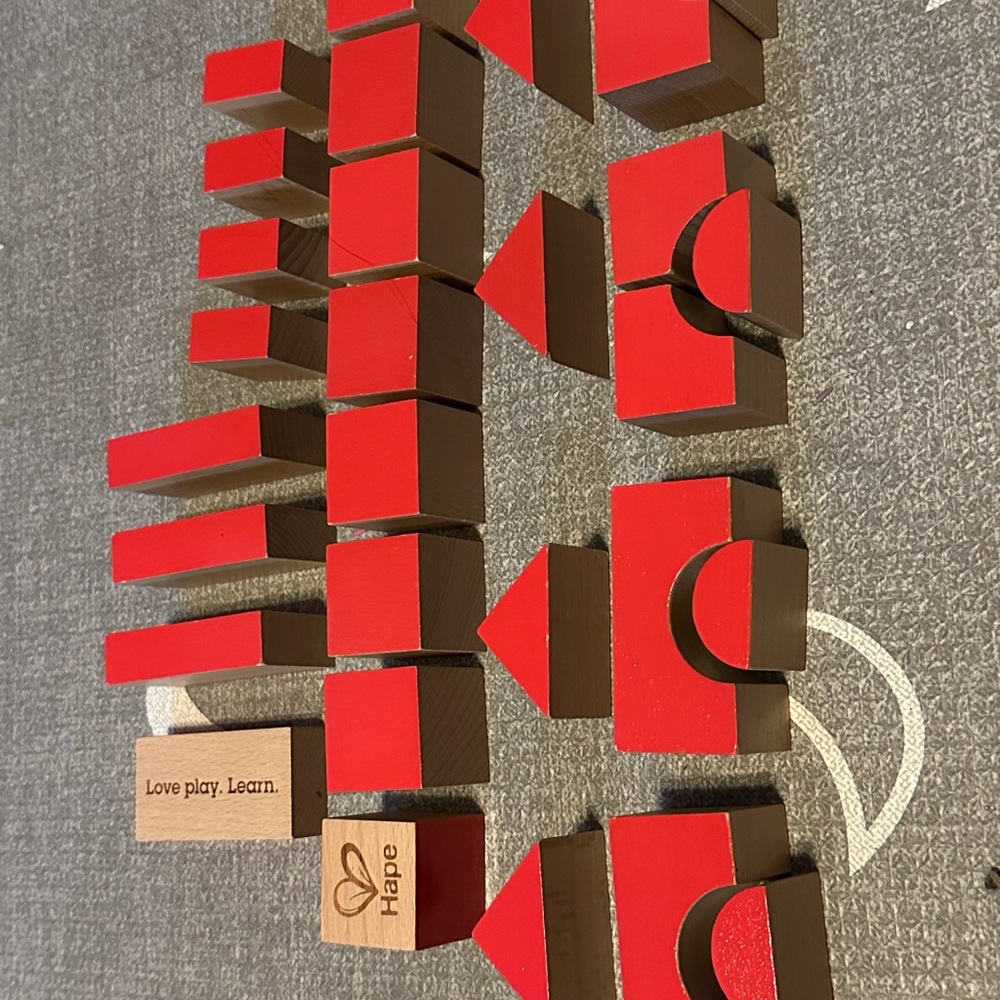 Hape Red and Natural Wooden Building Block Set